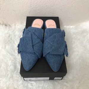 Jcrew pointed toe slip on shoes denim 6 sandals